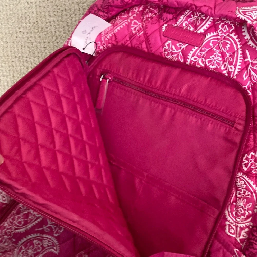 NEW Vera Bradley Pink Laptop Backpack Stamped Paisley Campus Bag Quilted NWT
